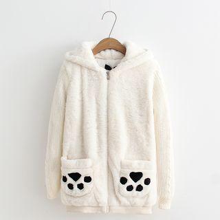 Paw Furry Hooded Zip Jacket
