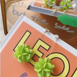 Resin Flower Dangle Earring 1 Pair - Green Earring - One Size