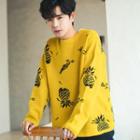 Pineapple Print Crew-neck Sweater