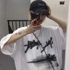 Printed 3/4-sleeve Oversize T-shirt