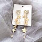 Heart & Star Metal Fringe Dangle Earring 1 Pair - Gold - One Size