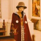 Hooded Embroidered Button Long Coat