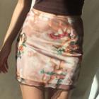 Printed Mesh Mini Pencil Skirt