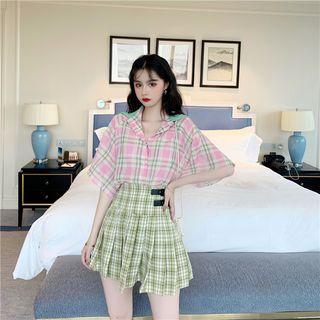 Plaid Pleated Skirt Skirt - One Size