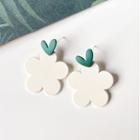 Heart & Flower Alloy Dangle Earring 1 Pair - White - One Size