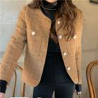 Tweed Button Jacket Light Coffee - One Size