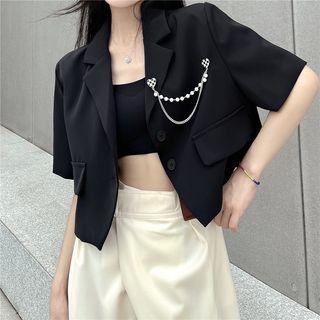 Short-sleeve Chained Single-breasted Blazer