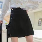 Letter Embroidered Slit Mini A-line Skirt