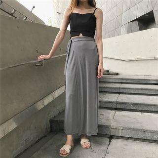 Cropped Camisole Top / Side Tie Midi Skirt