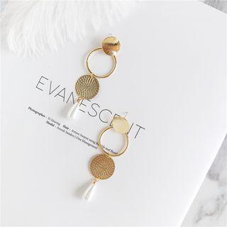 Faux Pearl Metal Disc Dangle Earring 1 Pair - 925 Silver - One Size