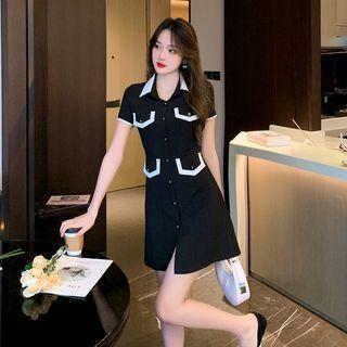 Short-sleeve Mini Shirt Dress / Crop Shirt / Dress Shorts / Set