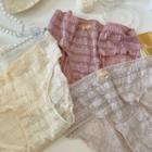 Set Of 3: Mesh Panties Set Of 3 - White & Khaki & Pink - One Size