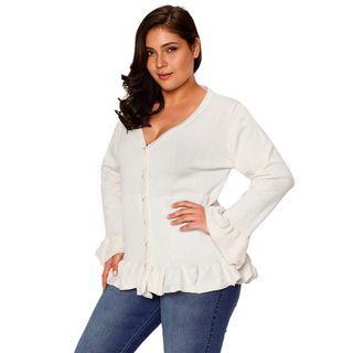 Plus Size Ruffled Hem Cardigan
