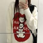 Dog Print Sweater White - One Size