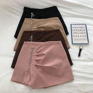 Asymmetric Plain High-waist Skort