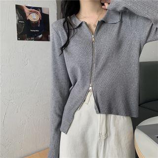Plain Zipper Knit Top