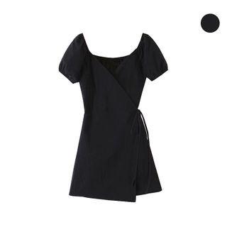 Short-sleeve A-line Mini Wrap Dress