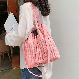 Mesh Panel Canvas Tote Bag