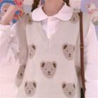 Bear Knit Vest Almond - One Size