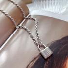 Stainless Steel Padlock Pendant Necklace
