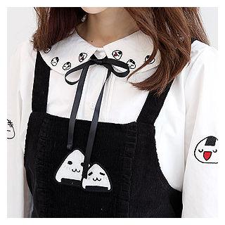 Peter Pan-collar Embroidered Blouse With Tie