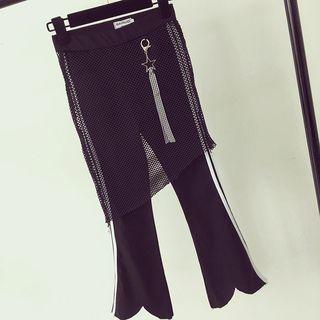 Mesh Panel Boot Cut Pants