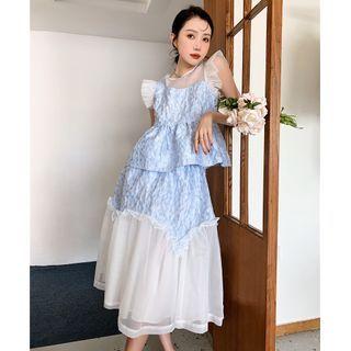 Ruffle Camisole Top / Two-tone A-line Skirt