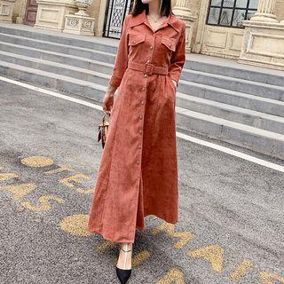 Corduroy Midi A-line Shirdress