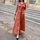 Corduroy Midi A-line Shirdress