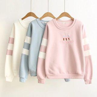 Colour Block Embroidered Long-sleeve Sweatshirt