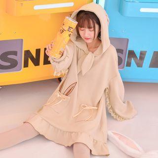 Rabbit Ear Embroidered Hoodie Dress