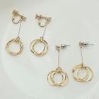 Alloy Hoop Dangle Earring 1# - Clip-on Earring - Gold - One Size