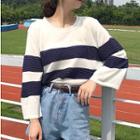 Long-sleeve Colored Panel Knit Top