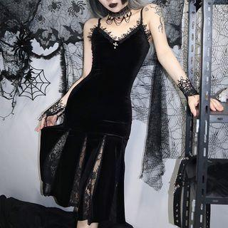 Spaghetti-strap Lace Panel Mermaid Dress
