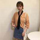 Plain Loose-fit 3/4 Sleeve T-shirt