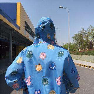 Cartoon Print Hooded Zip Jacket