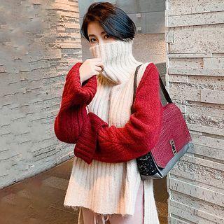 Turtleneck Sweater Red & White - One Size