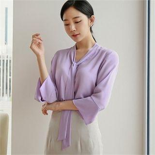 Tie-neck 3/4-sleeve Top