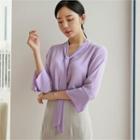 Tie-neck 3/4-sleeve Top