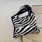 Zebra Print Knit Shoulder Bag