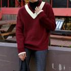 Contrast-trim V-neck Sweater