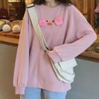 Pom Pom Long-sleeve Sweatshirt Pink - One Size
