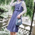 Embroidered Long-sleeve Top / Fish Print Tie-strap Dress