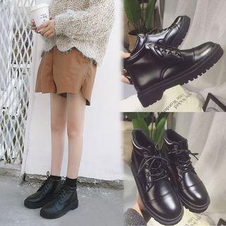 Block-heel Lace-up Ankle Boots