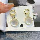 Faux Cat Eye Stone Alloy Dangle Earring Gold & White - One Size