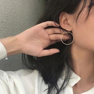 Alloy Hoop Dangle Earring 1 Pair - Silver Steel - Silver - One Size