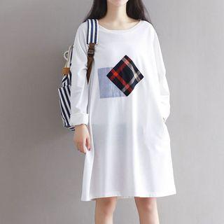 Patchwork Long-sleeve T-shirt Dress
