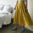 Band-waist Gathered Maxi Skirt