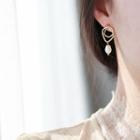 Irregular Pearl Dangle Earring 1 Pair - S925 Silver Earring - One Size