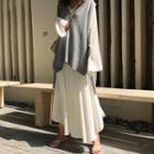 Long-sleeve A-line Midi Dress / Knit Vest
